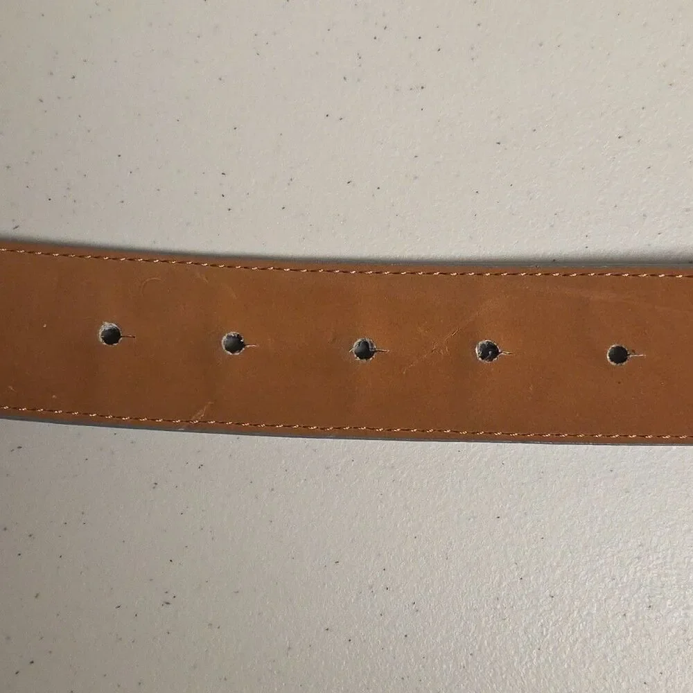 Nike Golf Grip Tech Grey Leather Belt 37” M - L Metal Swoosh Buckle